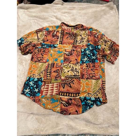 Vintage 80’s FRANK Button Down Short Sleeve Shirt Size Large - Picture 2 of 9